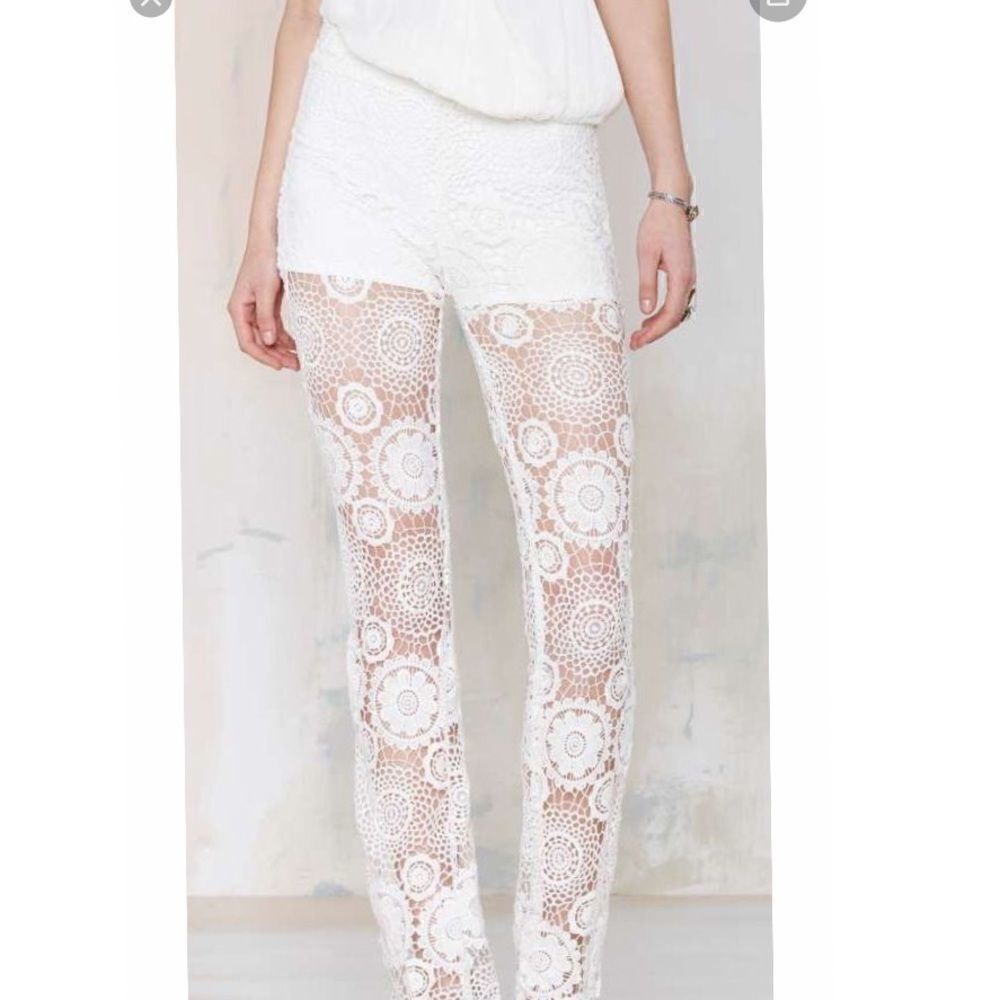 RAGA Lovely Floral Lace White Flare Pants.Size M